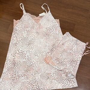 Soma Pink Leopard Print Pajama Set